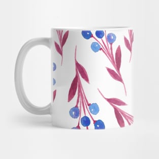 Blue and Red Watercolor Wild Flower Mug